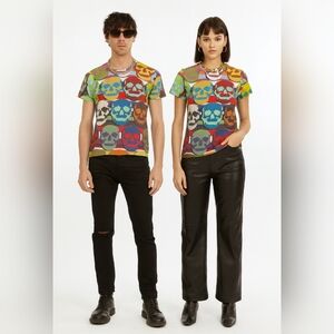 Libertine Skull Pop Art Rainbow Bold Colorful Short Sleeve Cotton Unisex Small